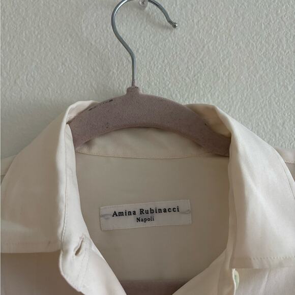 Amina Rubinacci White Silk Button Down Shirt - Picture 4 of 9